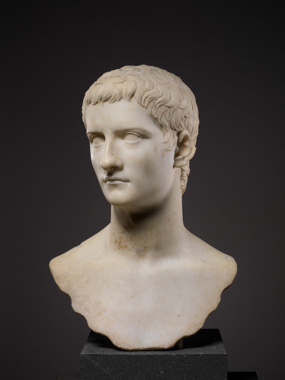 Busto do imperador Gaio, conhecido como Calígula, 37-41 d.C. (mármore) de Roman Roman