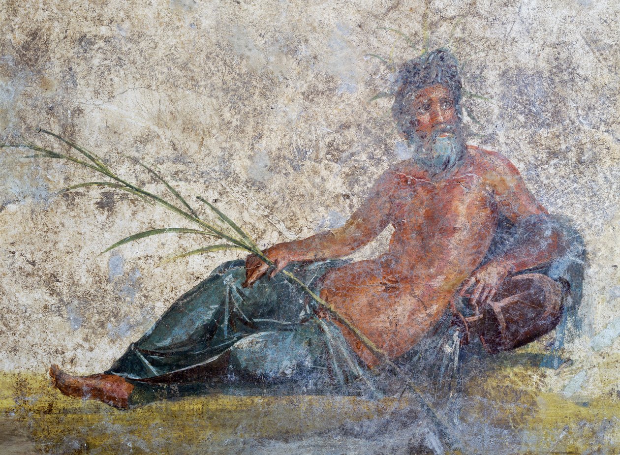Deus do rio, fresco de Pompeia, Campânia, Itália, Civilização Romana de Roman Roman