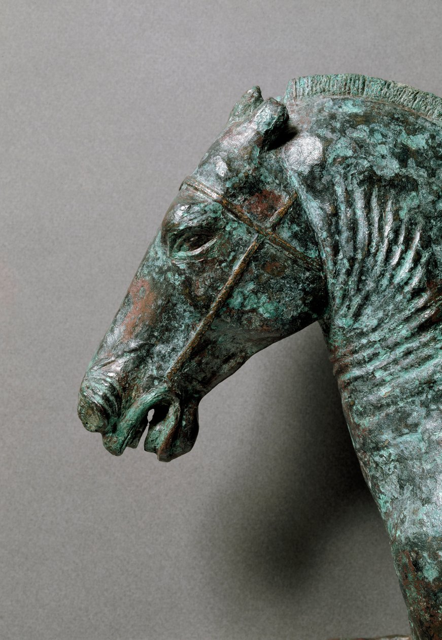 Arte romana: “” Cavalo a galope ”” Detalhe. Escultura de bronze do Cerro al Calvario de Roman Roman