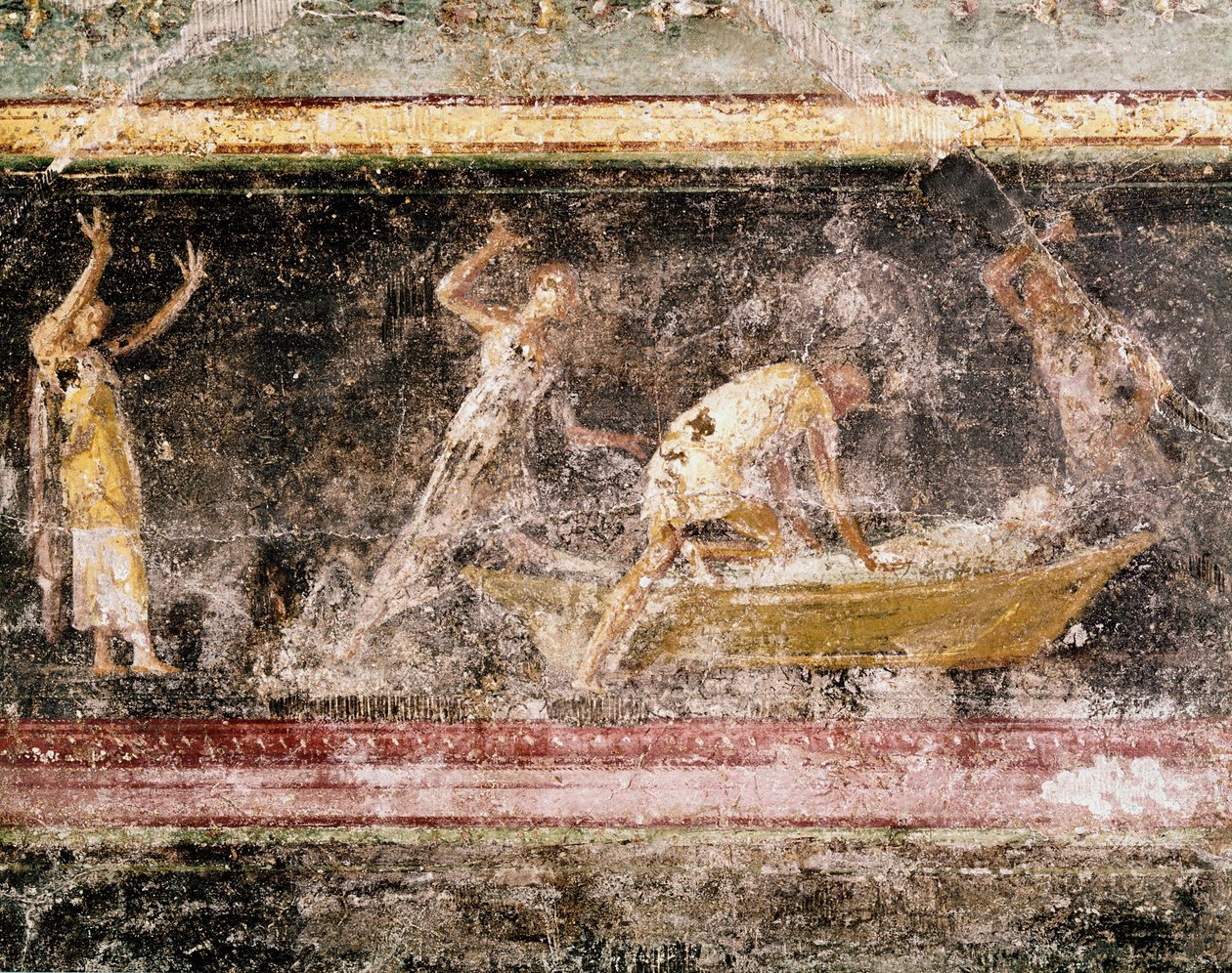 Arte romana: a frase de Bakenranef (Bocchoris) rei do Egipto - pormenor do fresco do friso do quarto C, villa Farnesina (arte romana: julgamento do rei Bocchoris, do friso do quarto C, villa farnesina) Roma museo nazionale romano de Roman Roman