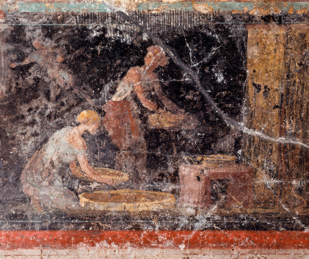 Arte romana: mulheres fazendo obras de casa, do friso do quarto C, Villa Farnesina (arte romana: mulheres fazendo obras de casa, do friso do quarto C, Villa Farnesina) Roma museo nazionale romano de Roman Roman