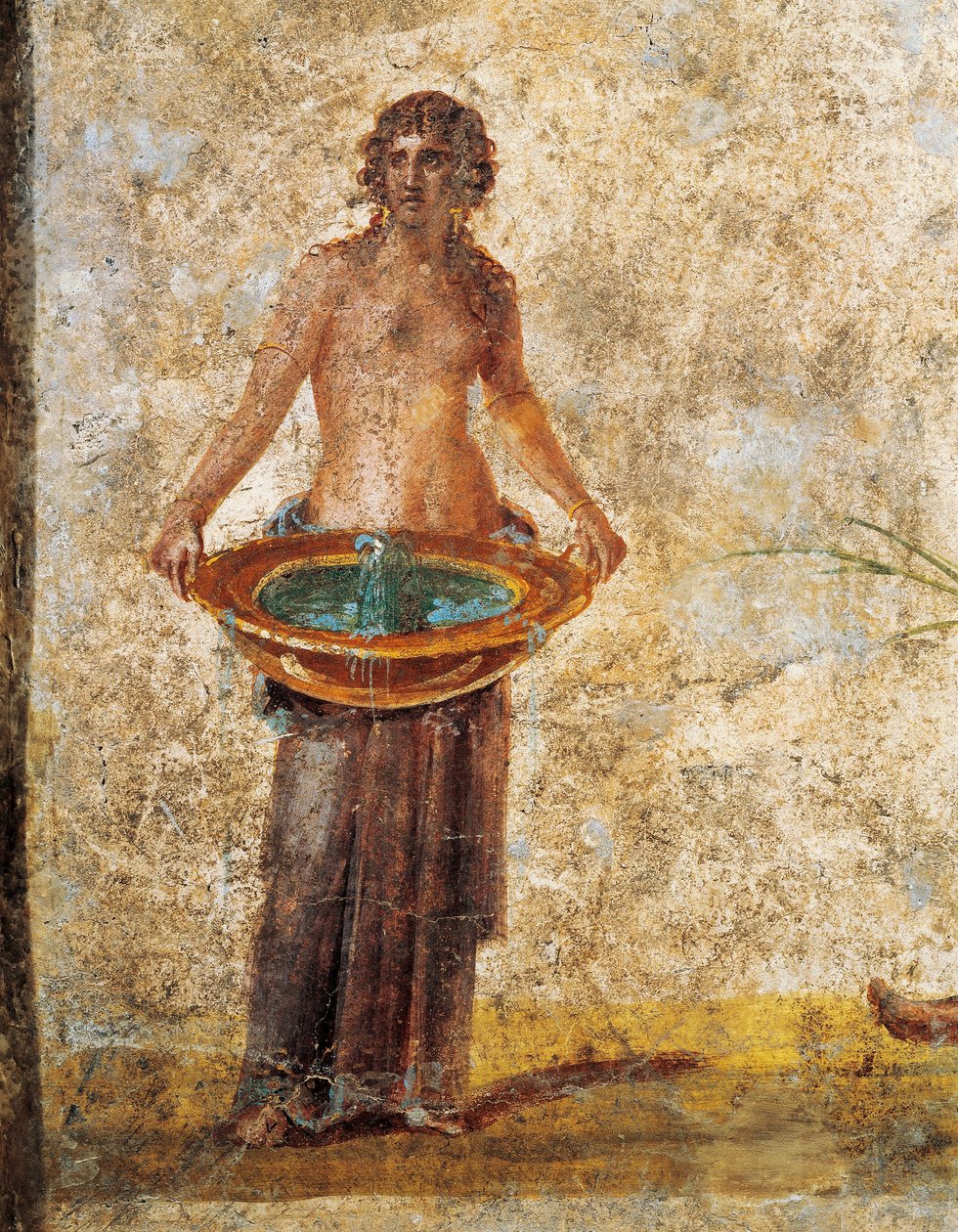 Civilização romana - Mulher carregando um balde de água, de Pompeia de Roman Roman