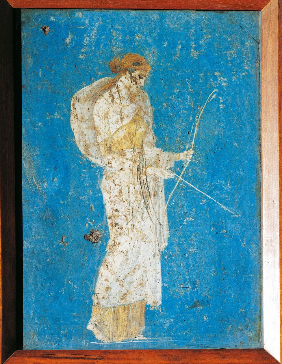 Afresco romano representando Diana, de Pompeia, Itália de Roman Roman