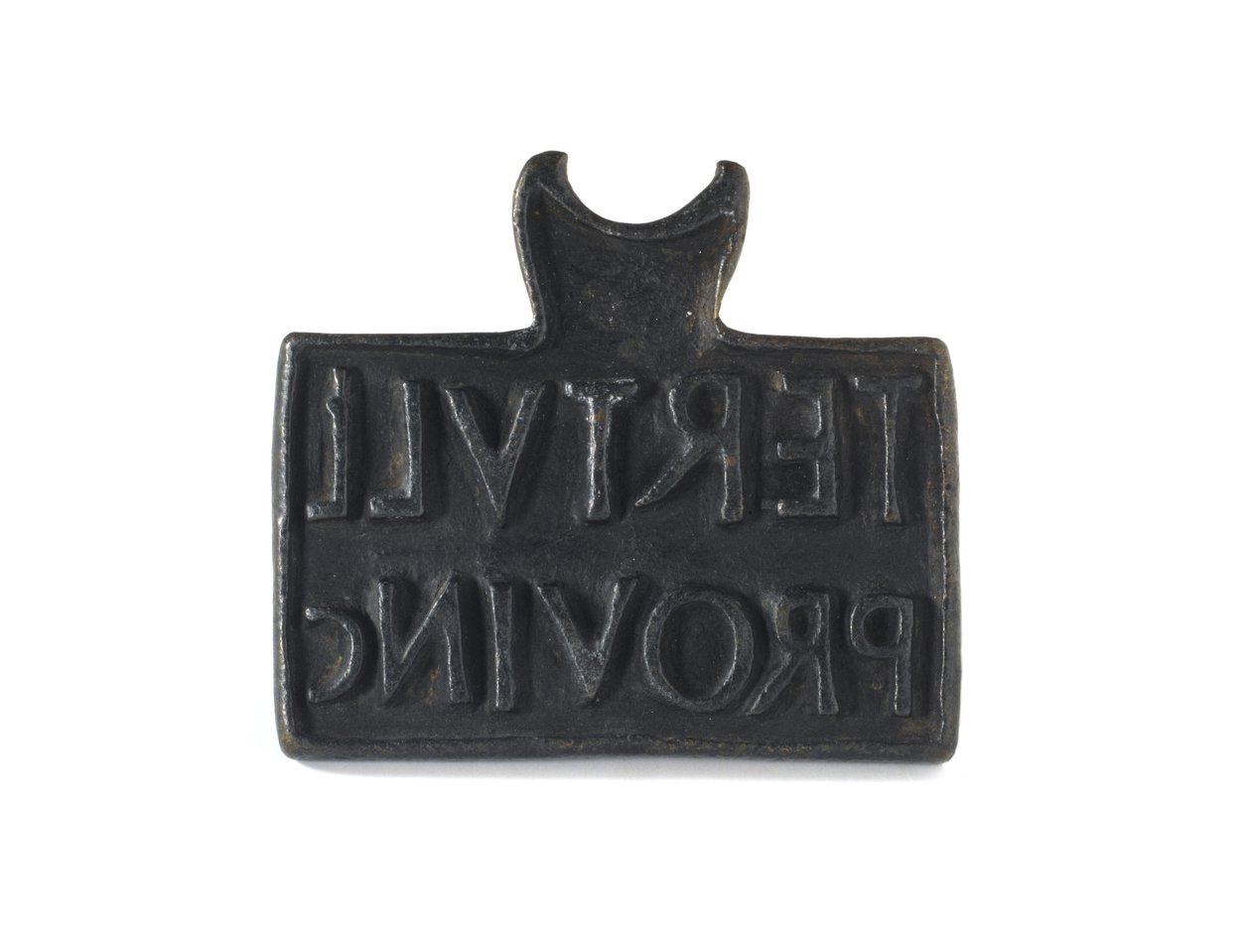 Selo romano usado para estampar produtos ou propriedades, de Cramond, Midlothian, 140-211 DC (bronze) de Roman Roman