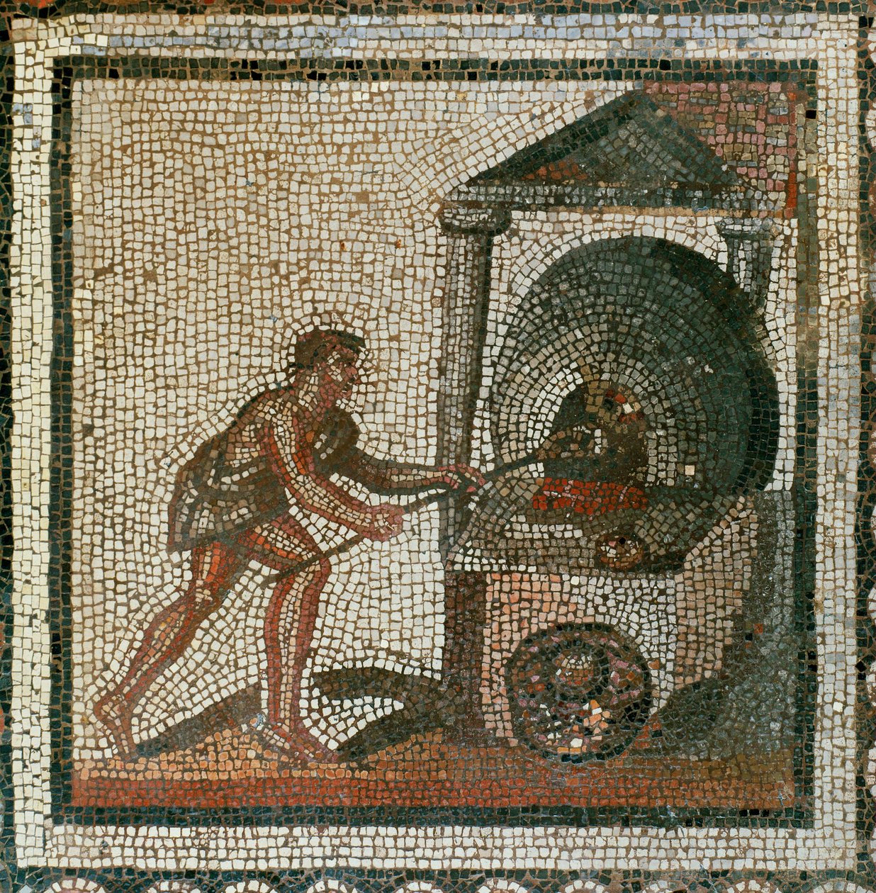 Colocar o pão no forno (mosaico) de Roman Roman