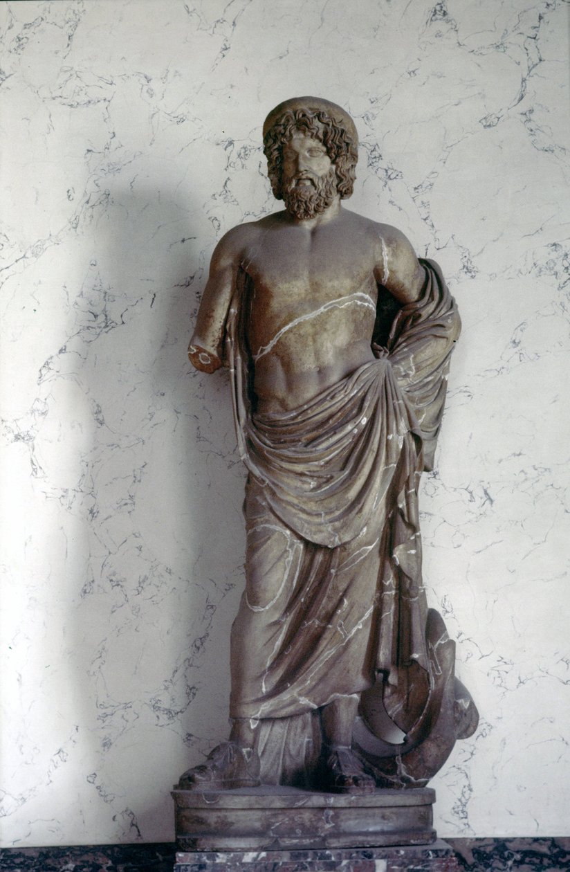 Estátua de Aesculapus, deus da medicina na religião romana. Museu do Louvre, Paris. de Roman Roman