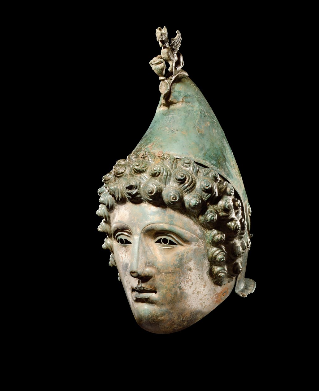 O capacete Crosby Garrett, final do século I ao II DC (bronze) (ver também 871728-34, 482018, 396169 e 413094) de Roman Roman