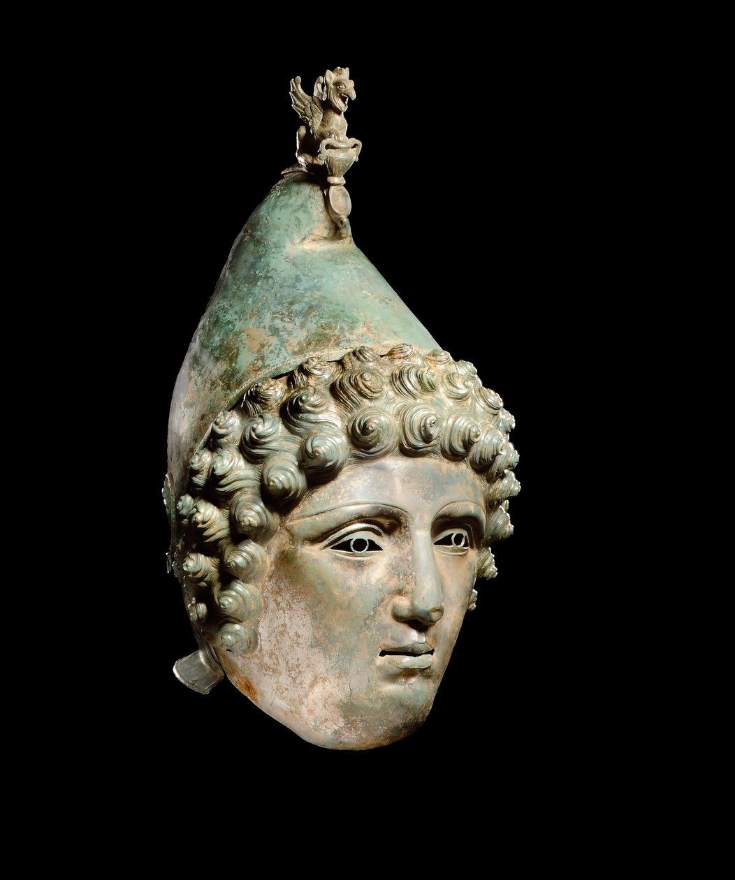 O capacete Crosby Garrett, final do século I ao II DC (bronze) (ver também 871728-34, 482018, 396159 e 413093) de Roman Roman