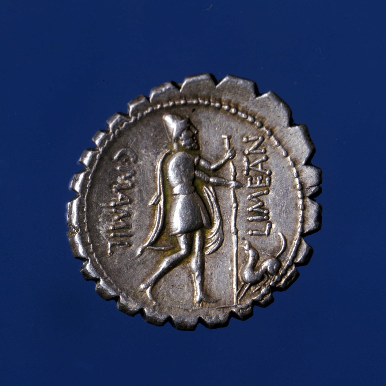 Ulysses reconhecido pelo seu cão Argo. Moeda de prata romana, 83 AC. de Roman Roman