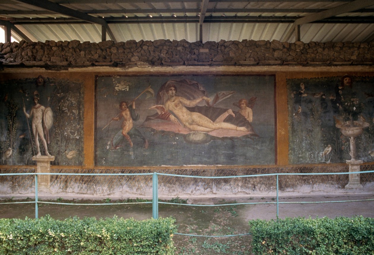 Vénus em concha, fresco do peristílium da Casa de Vénus em Concha, Pompeia (Lista do Património Mundial da UNESCO de Roman Roman