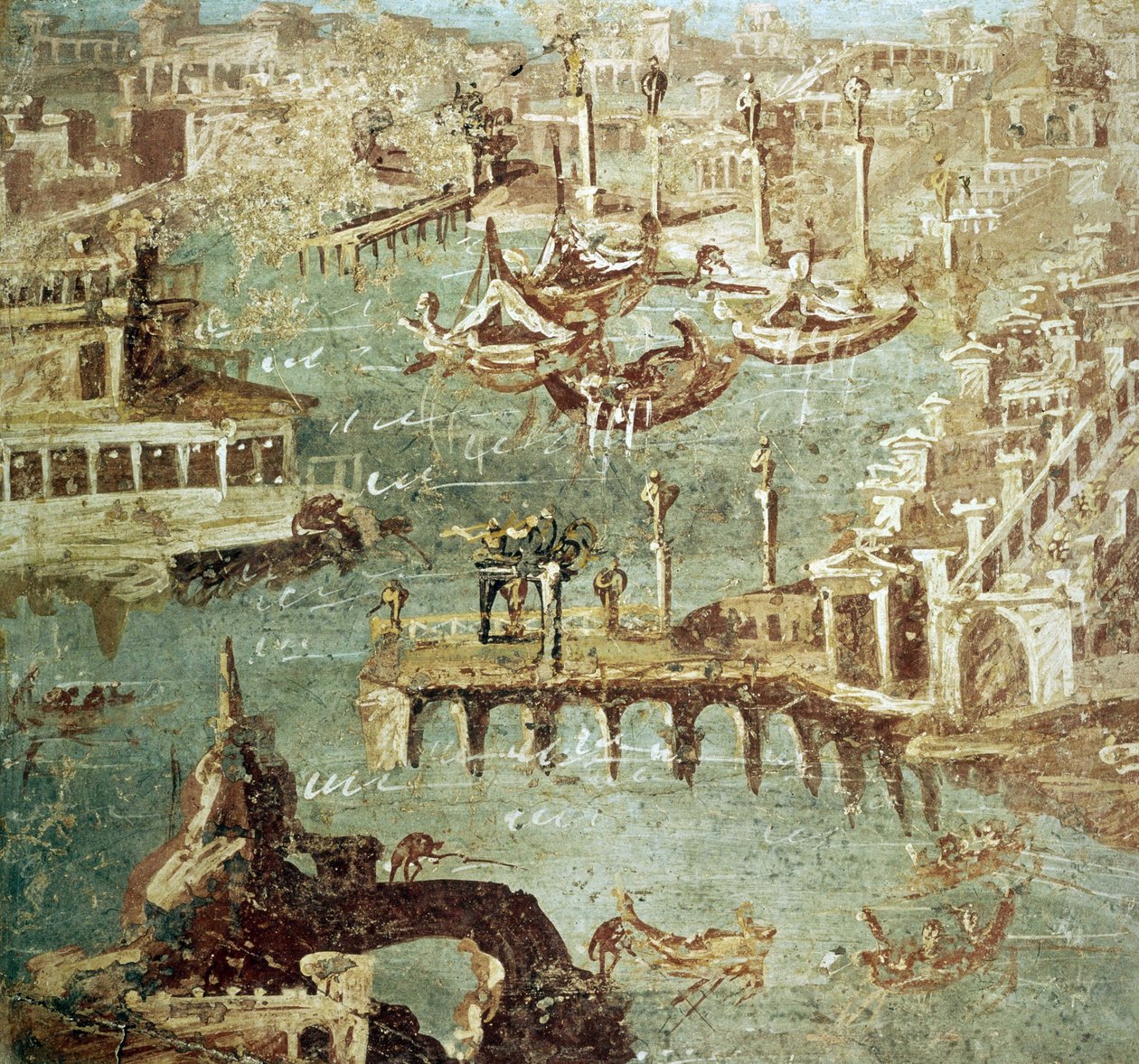 Vista do Porto da cidade de Campana (Pozzuoli) na Itália, Fresco da Stabia. de Roman Roman