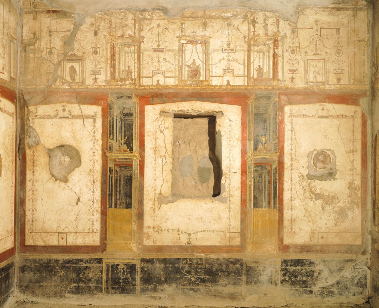 Decoração de parede em Quarto Estilo Pompeiano, da Casa de Loreio Tiburtino, Pompeia , Campania, Civilização Romana de Roman Roman