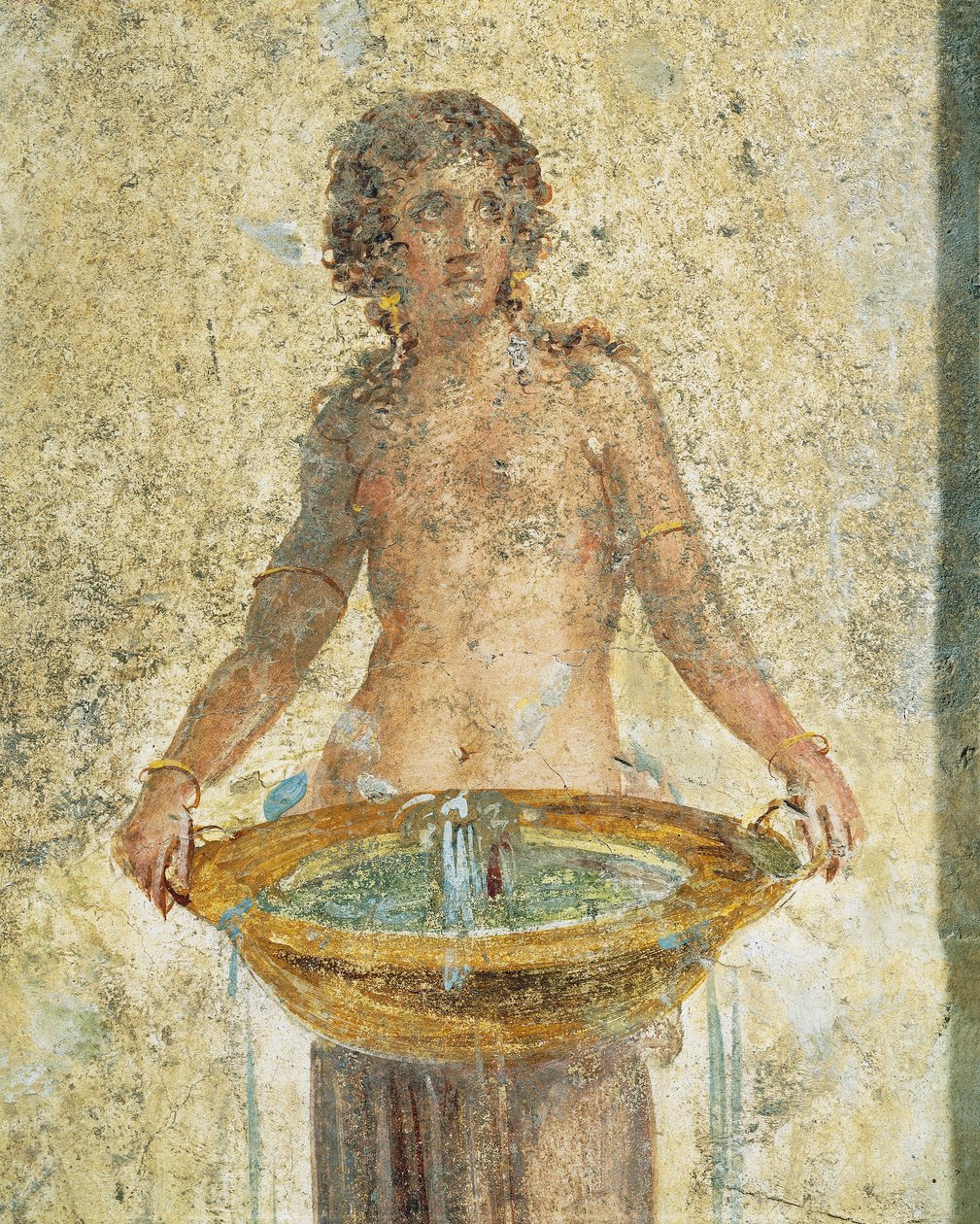 Mulher carregando um balde de água, pormenor, de Pompeia, Fresco de Roman Roman