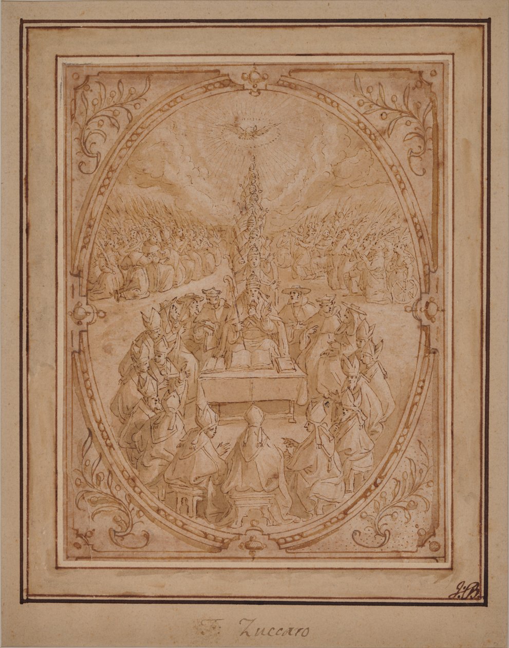 Uma Alegoria da Autoridade Devina da Igreja de Roman School