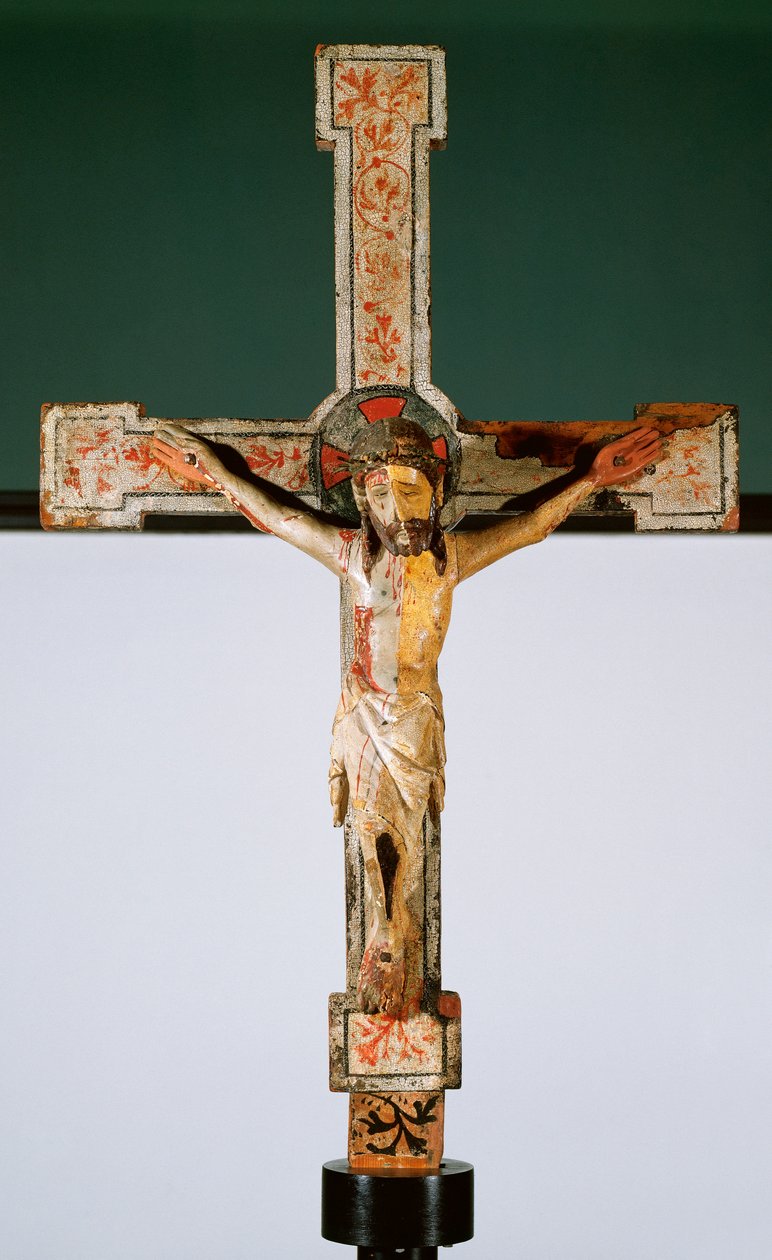 Cristo crucificado (pacientes Christus) (madeira policromada) de Romanesque