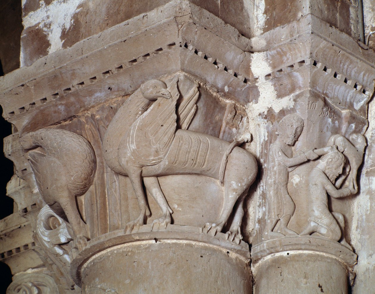 Caim mata Abel (capital esculpido do transepto) de Romanesque