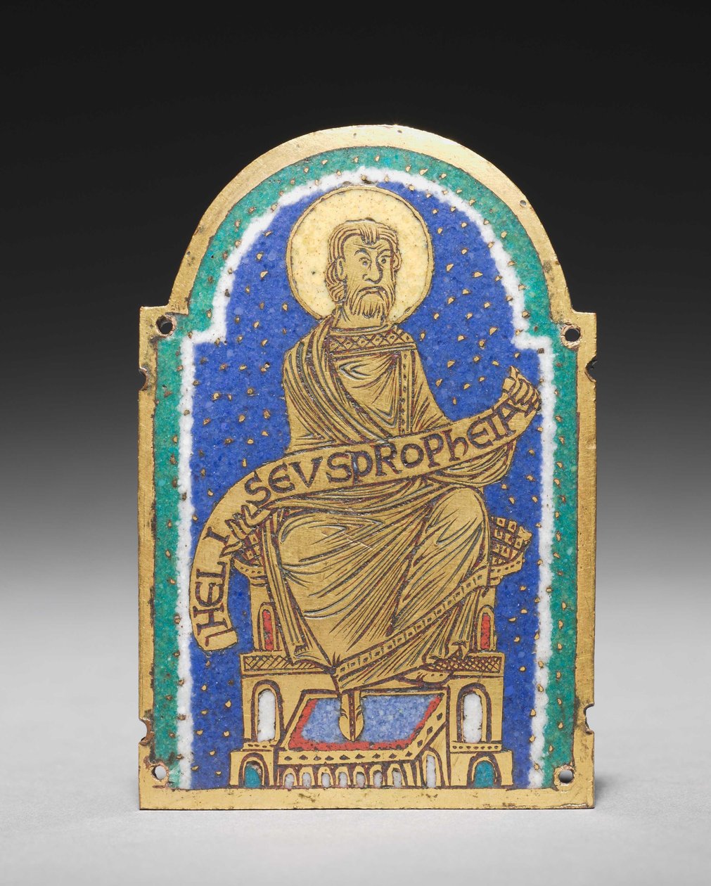 Placa: Profeta sentado em um santuário relicário: Heliseu de Romanesque