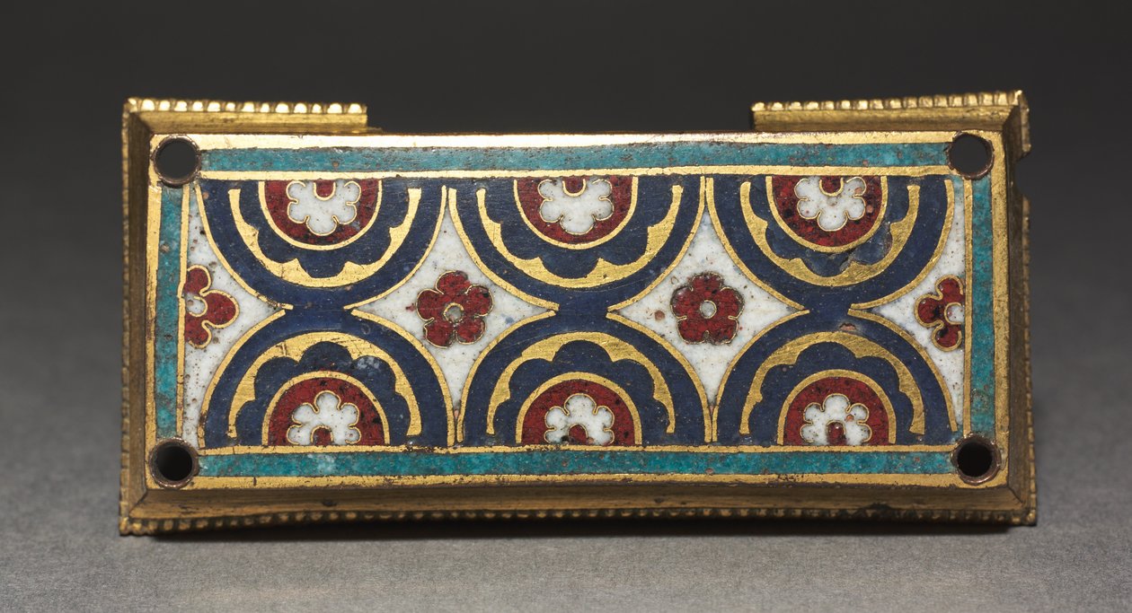Placa, provavelmente de um Santuário Relíquio, c.1180-1190 (cobre dourado, champlevé e esmalte cloisonné) de Romanesque
