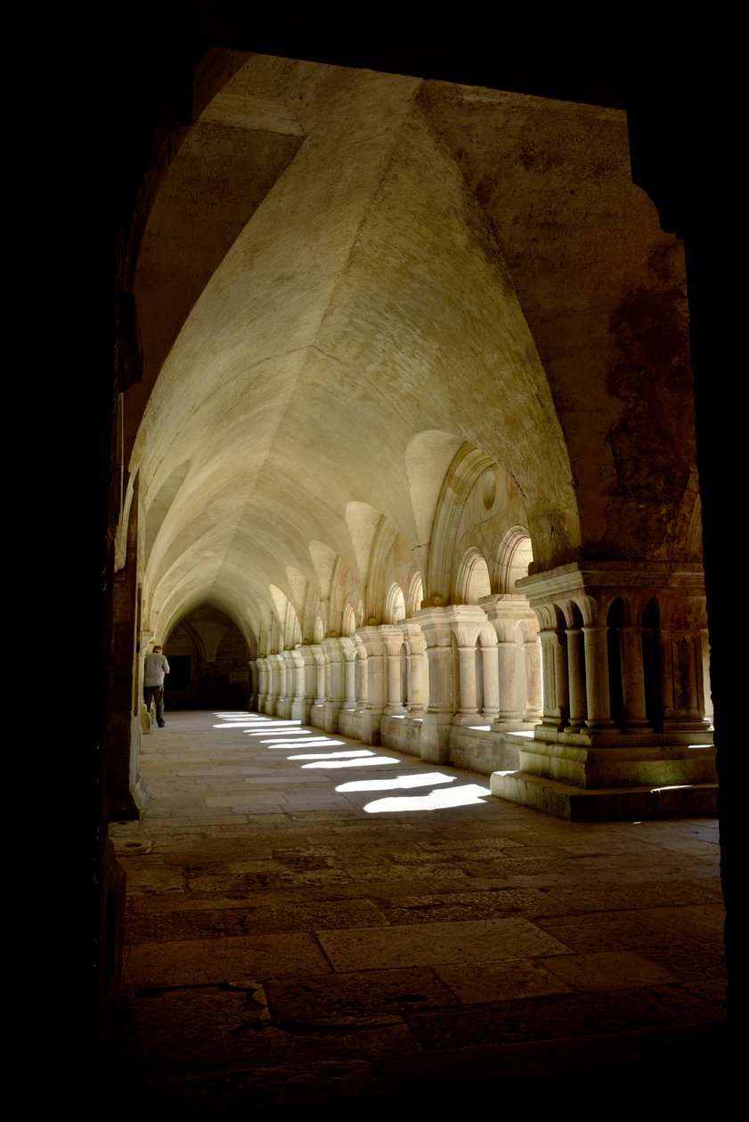 Arquitectura românica: galeria do claustro da abadia cisterciense de Fontenay, Bourgogne de Romanesque