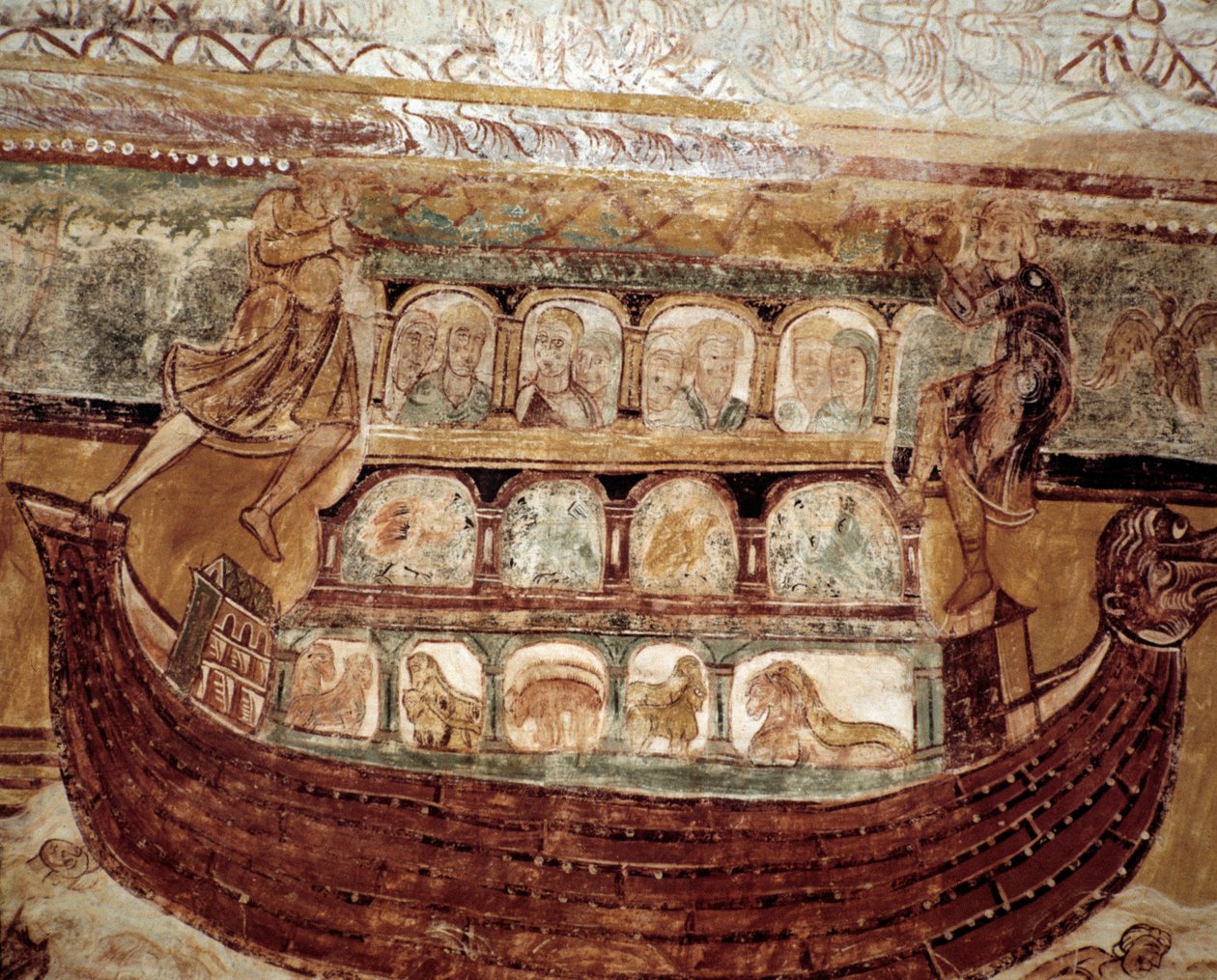 O arco de Noé (afresco do teto) de Romanesque