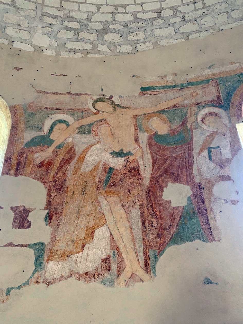 A descida de Croix, capela de Saint-Jean du Liget, Touraine de Romanesque