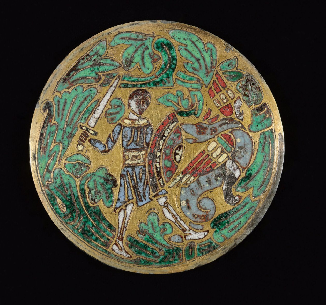 Guerreiro lutando contra um dragão, c.1170-1180 de Romanesque