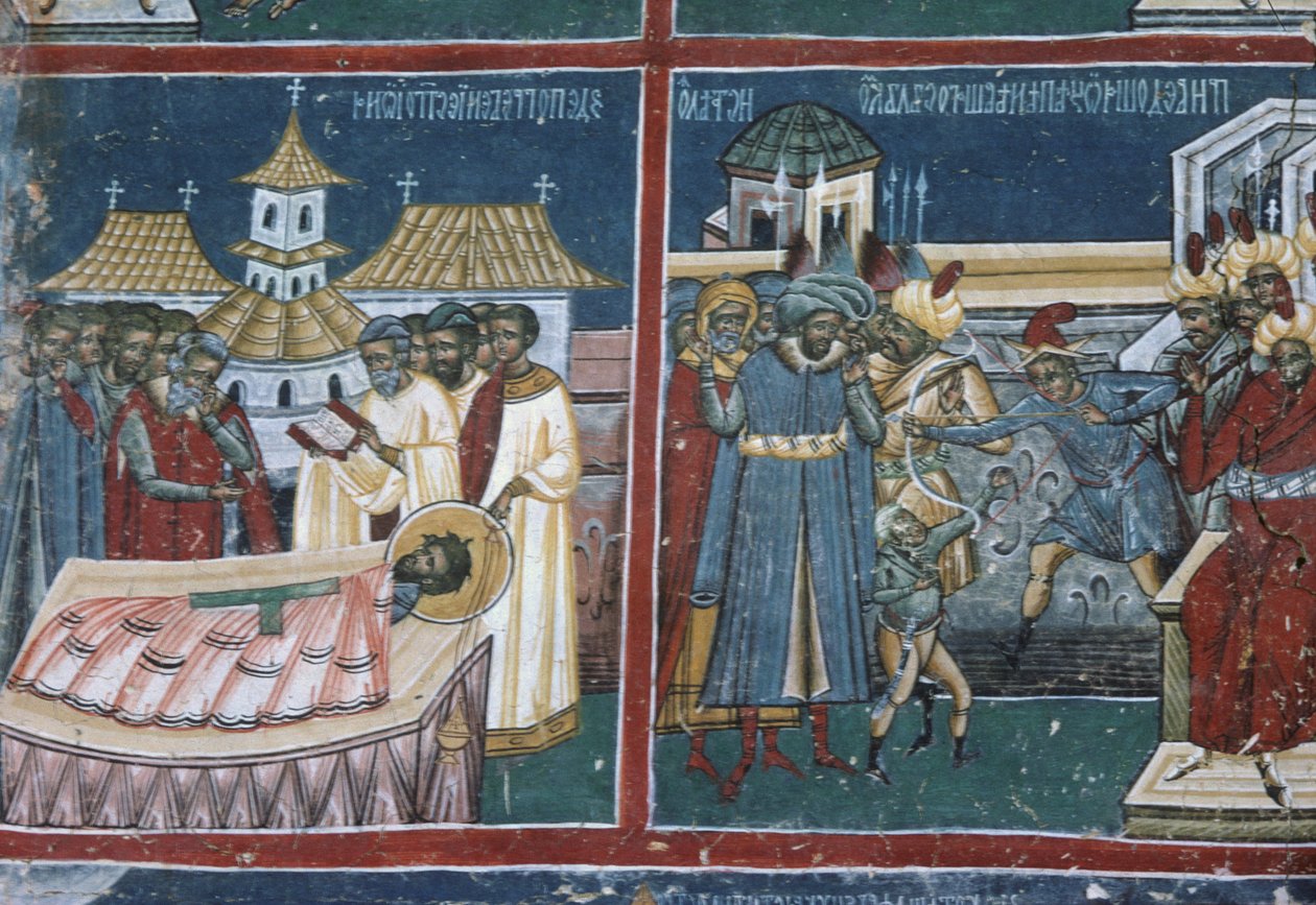 Detalhe da parede norte da igreja, c.1601 de Romanian School