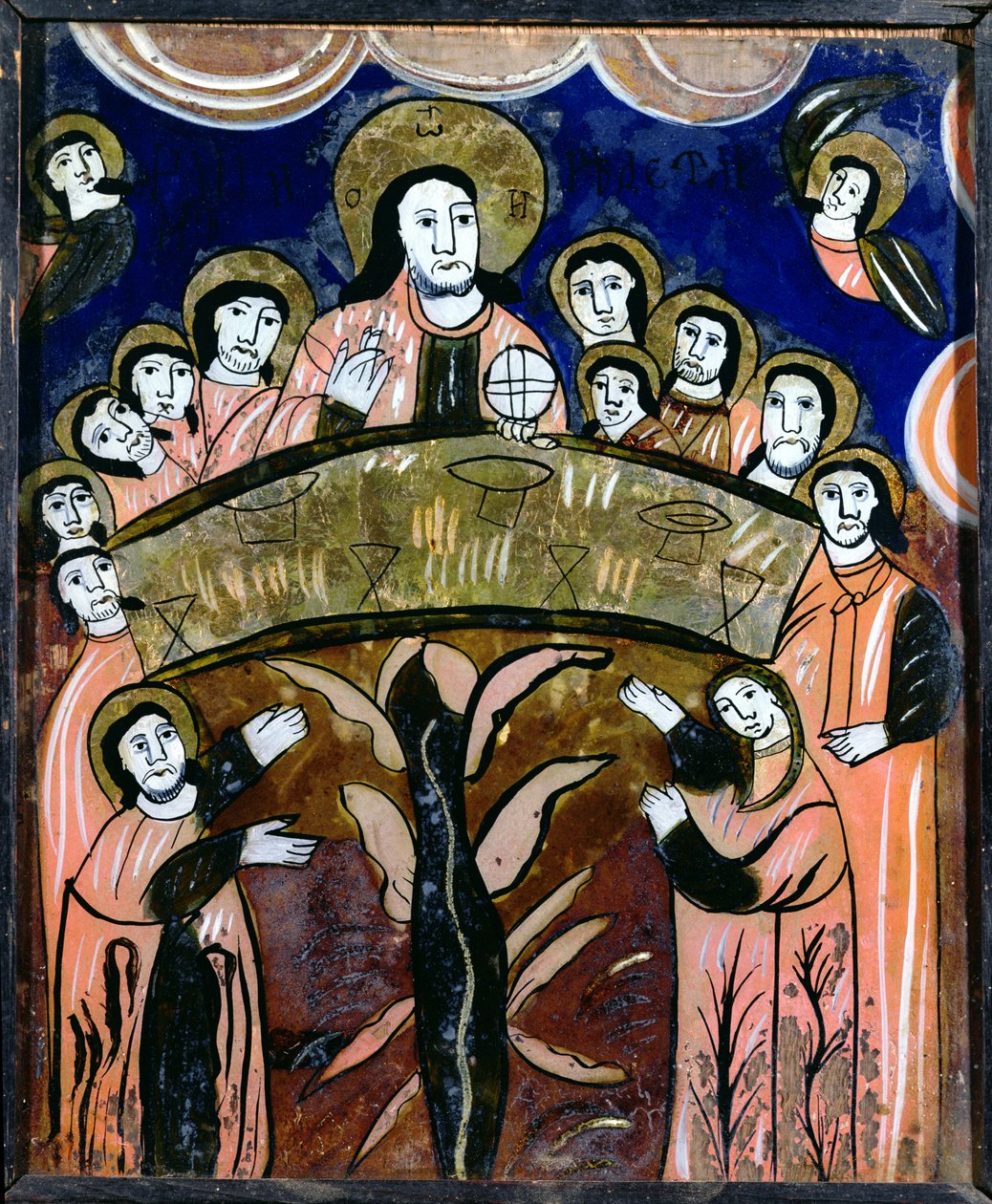A Última Ceia, século XII (vidro pintado) de Romanian School