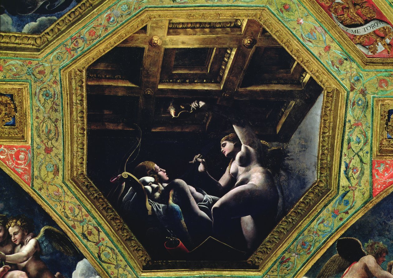 Câmara de Cupido e Psique, Psique contemplando Cupido de Romano Giulio