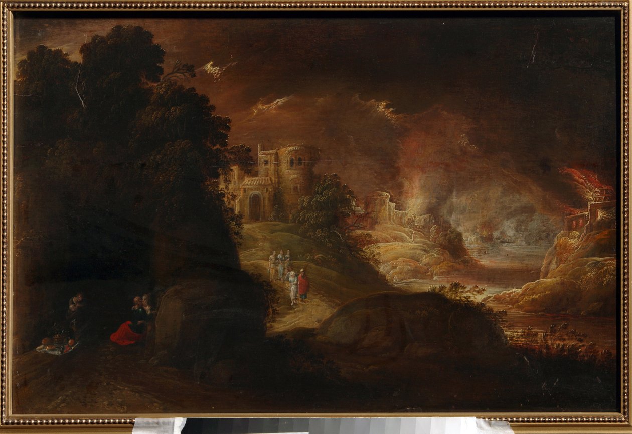 Sodoma e Gomorra. Pintura de Rombout van Troyen (ca. 1605-ca. 1650), óleo sobre tela. Arte holandesa de Rombout van Troyen