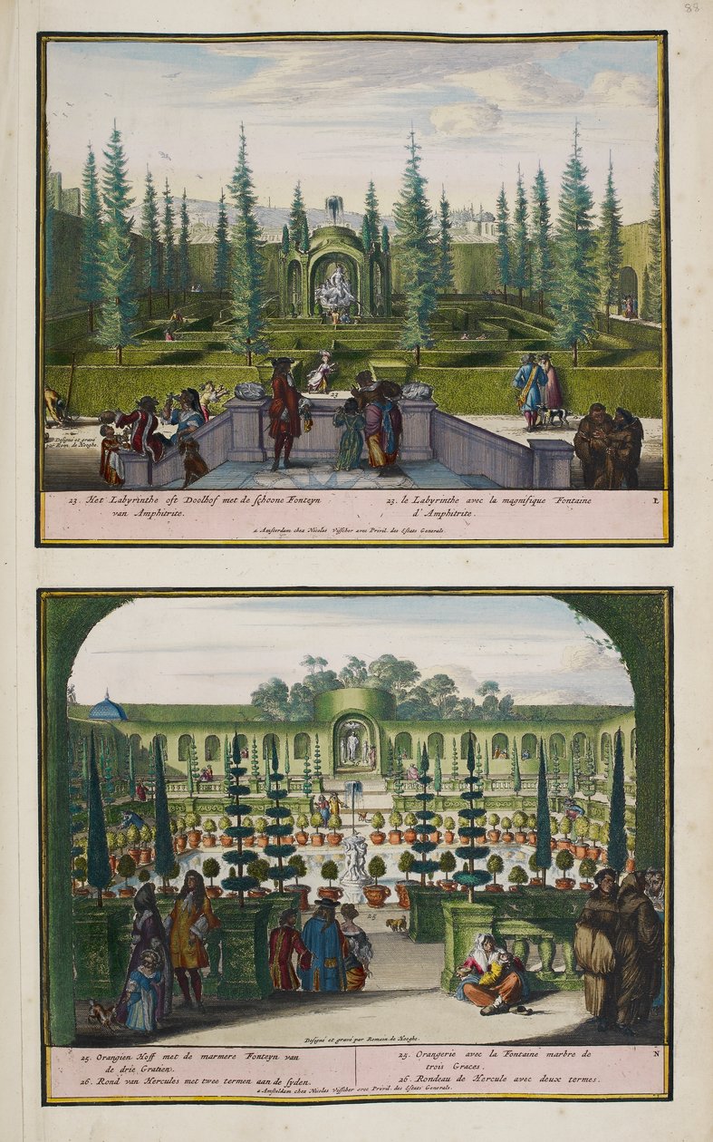 O Parque em Enghien, c.1685, ilustração de uma 