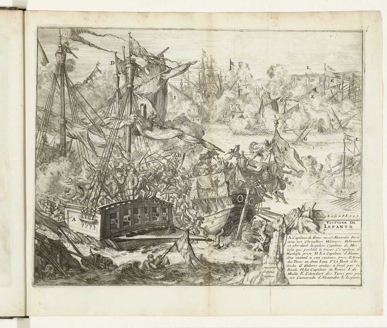 Batalha de Lepanto, 1571 Victoire de Lepanto (título no objeto) Guerres de Flandres (título da série) de Romeyn de Hooghe (attributed to)