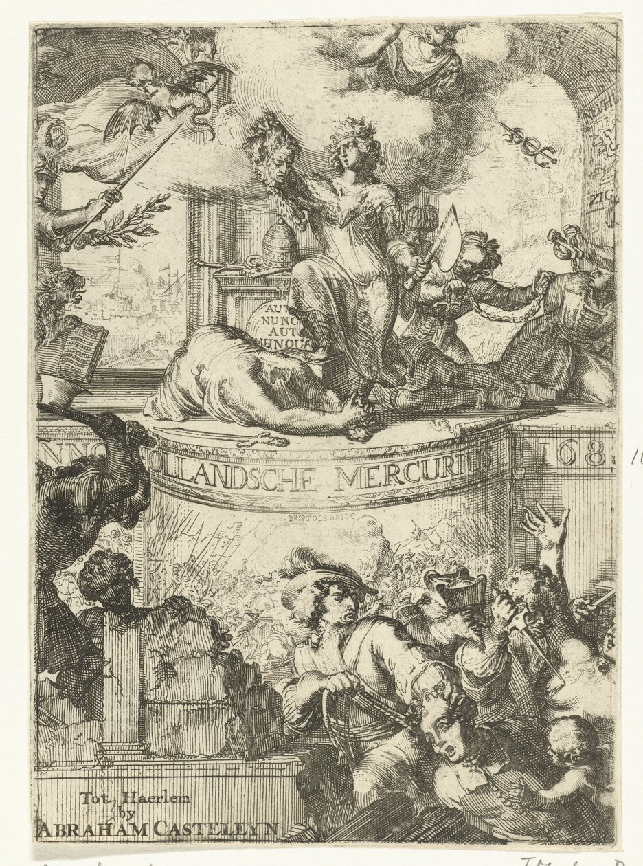 Página de título do Mercurius Hollandsche para o ano 168(5?) de Romeyn de Hooghe (attributed to)