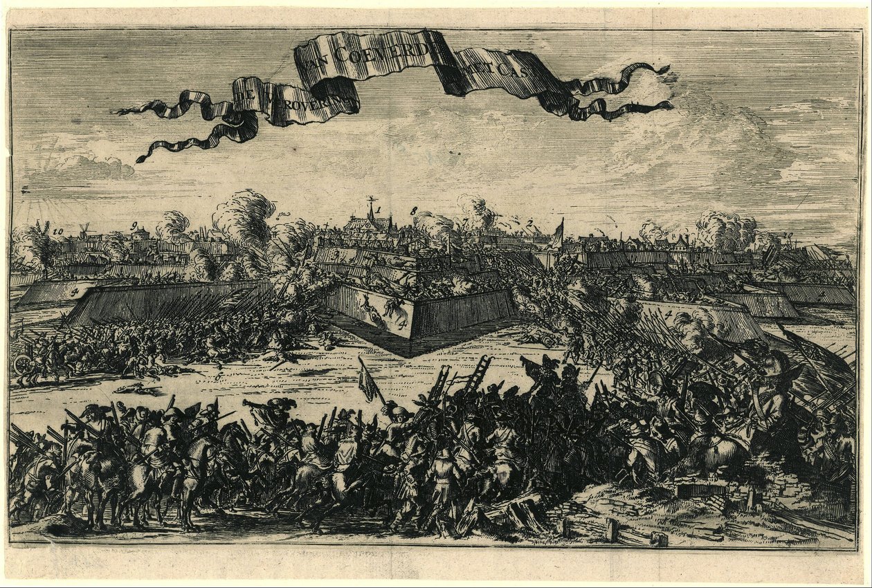 Conquista de Coevorden em 30 de dezembro de 1672 A Conquista de Coeverde com Cast[enguia] (título no objeto) de Romeyn de Hooghe (attributed to)