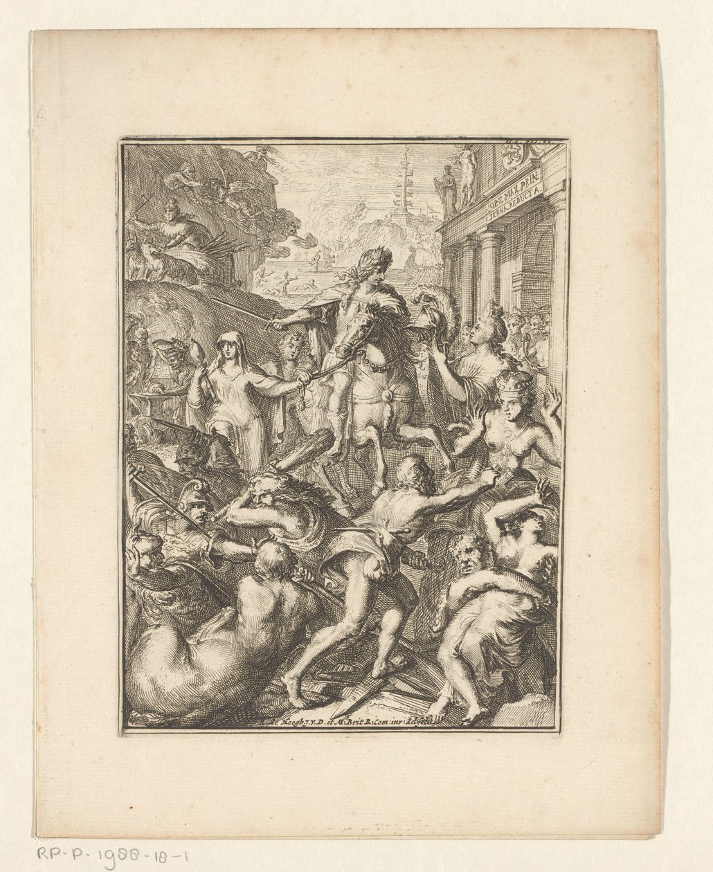 Representação alegórica de Guilherme III a cavalo de Romeyn de Hooghe