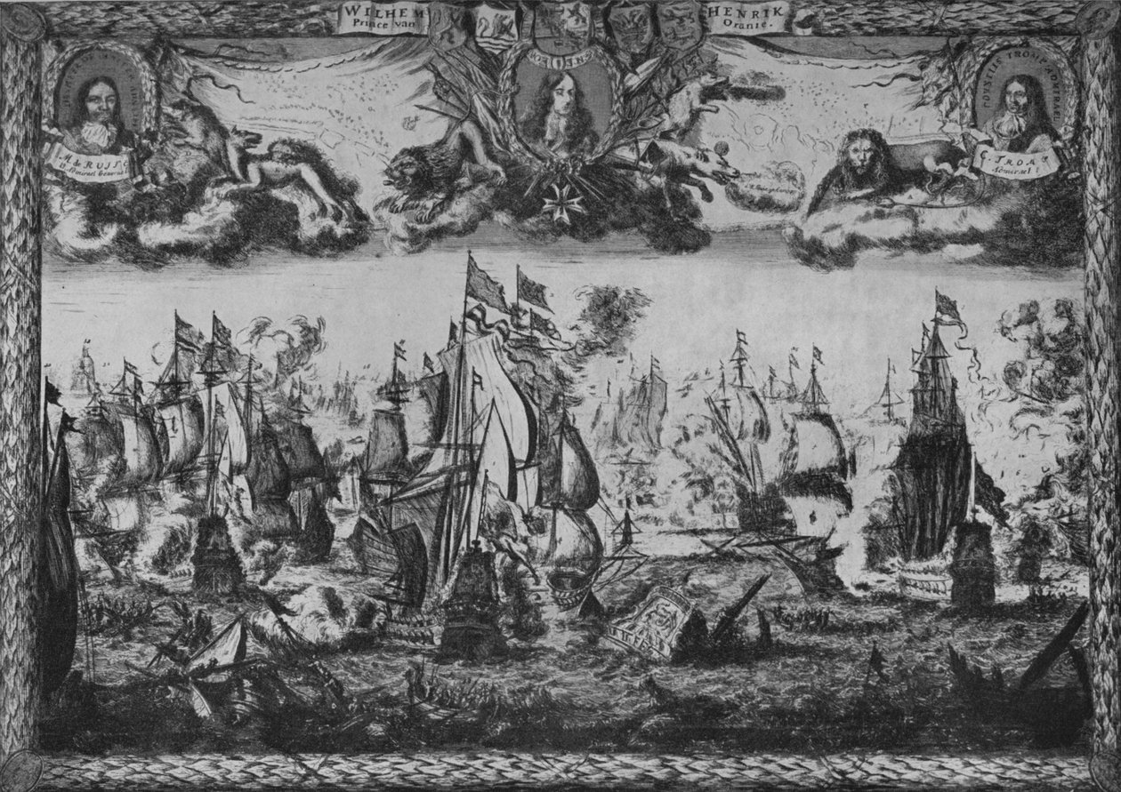 Batalha do Texel, c1675 de Romeyn de Hooghe