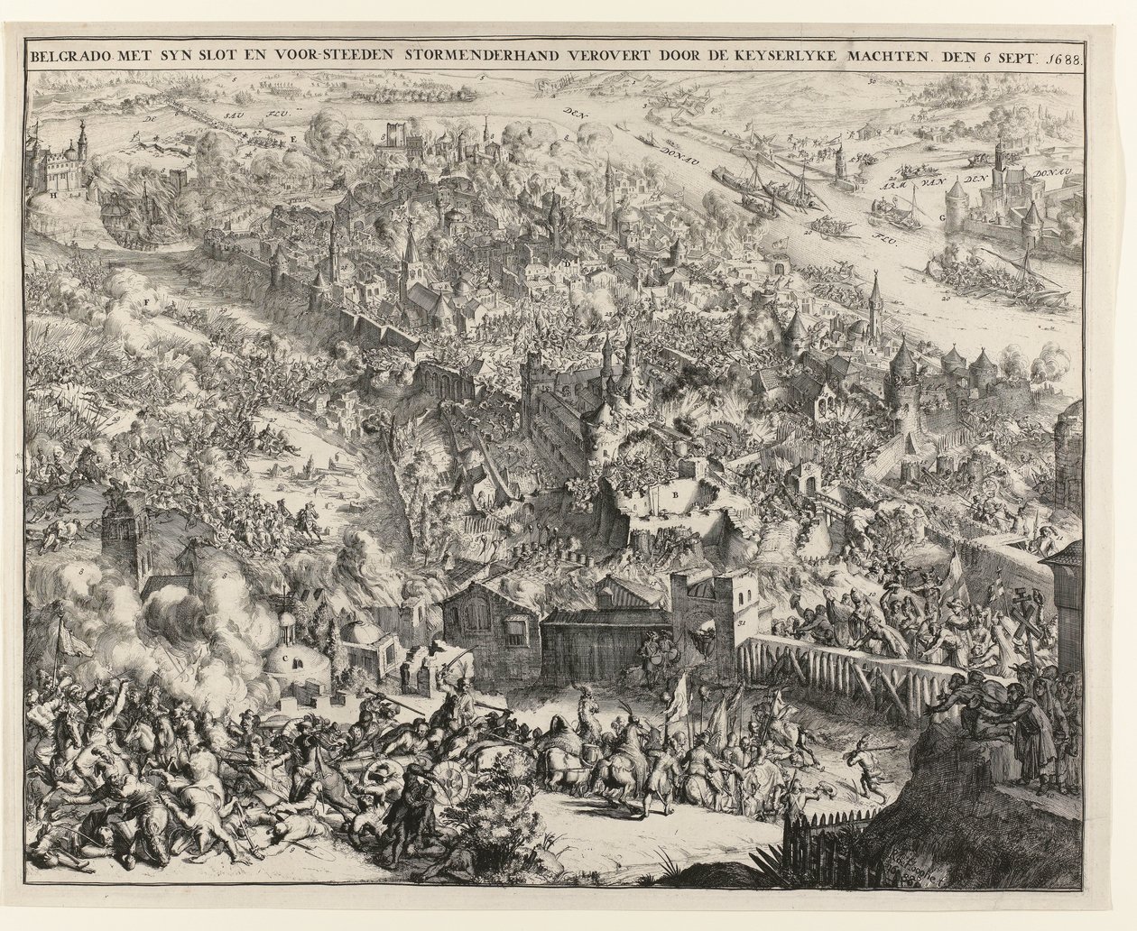 Belgrado tomada de assalto por Maximilian Emanuel, eleitor da Baviera, 6 de setembro de 1688 de Romeyn de Hooghe