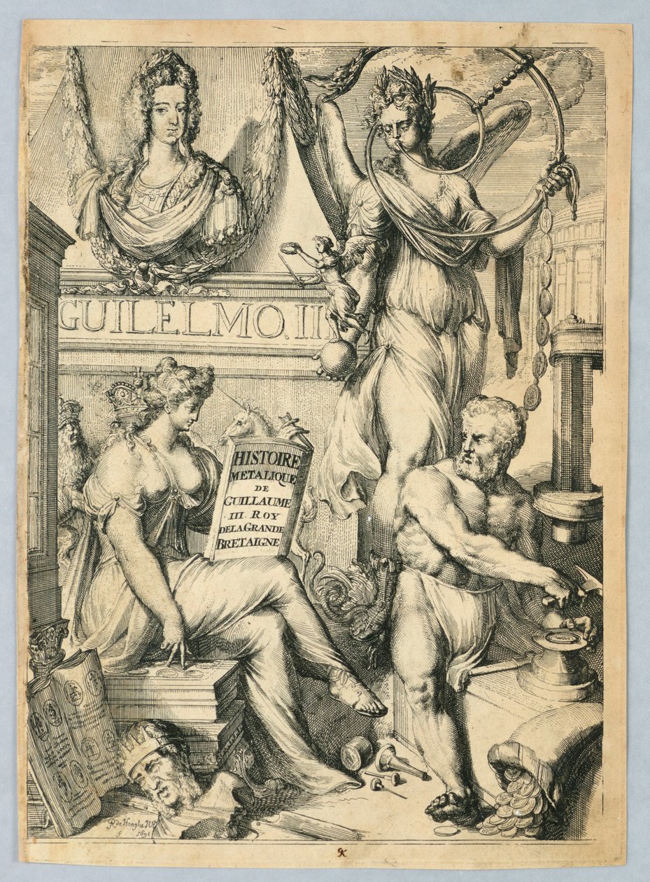 Frontispício, "História do Metal de William III, Rei da Grã-Bretanha" de Romeyn de Hooghe