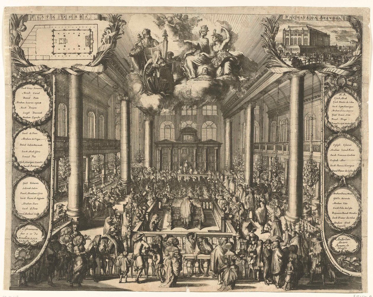 Inauguração da Sinagoga Portuguesa em Amesterdão, 1675 de Romeyn de Hooghe