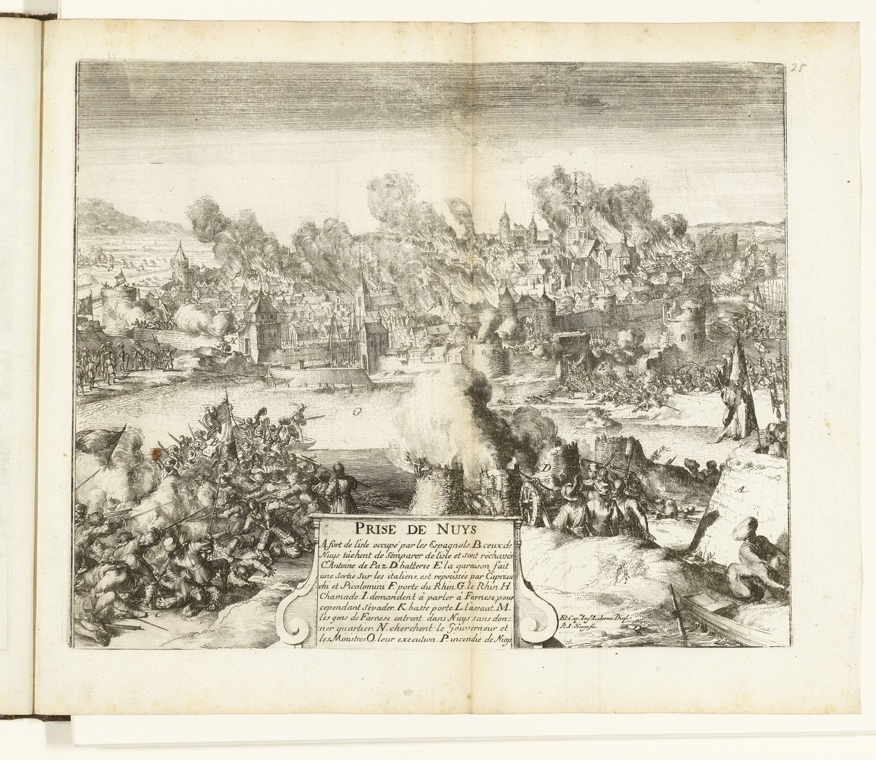 Captura e pilhagem de Neuss, 1586
Prise de Nuys (título sobre o objecto)
Guerres de Flandres (título da série) de Romeyn de Hooghe