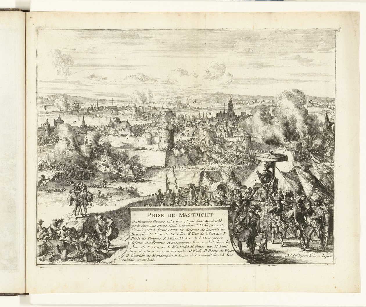 Captura de Maastricht pelo Duque de Parma, 1579 Prize de Mastricht (título no objeto) Guerres de Flandres (título da série) de Romeyn de Hooghe