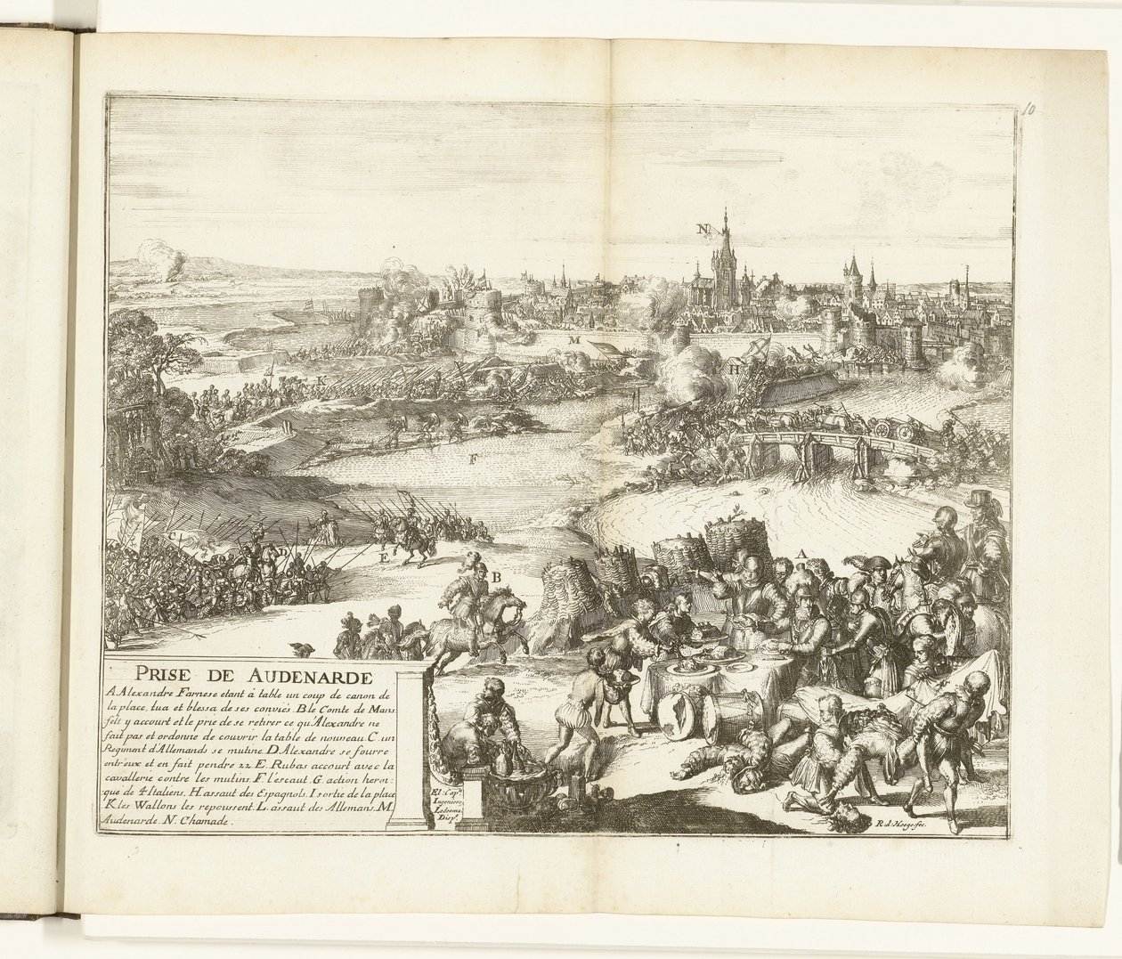 Tomando Oudenaarde, 1582 Prize de Audenarde (título no objeto) Guerres de Flandres (título da série) de Romeyn de Hooghe