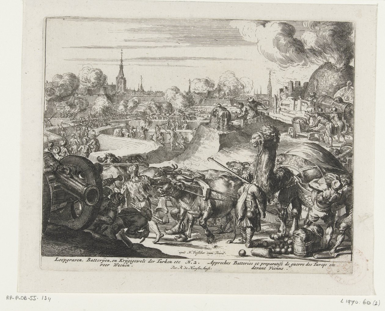 Trincheiras dos turcos para Viena Trincheiras, baterias e violência militar dos turcos etc. para Viena (título no objeto) de Romeyn de Hooghe