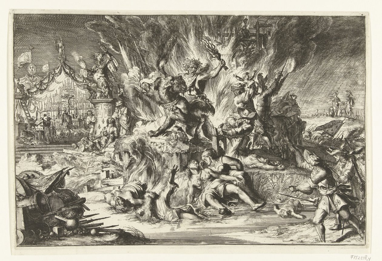 Guerra e peste da tirania nos Países Baixos de Romeyn de Hooghe