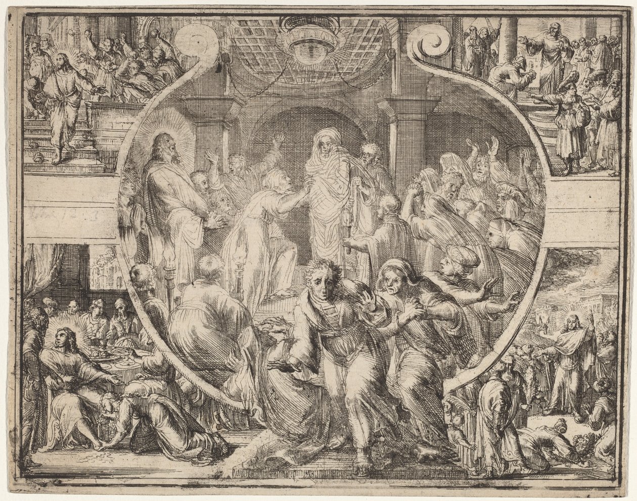 Ressurreição de Lázaro com cenas da vida de Cristo de Romeyn de Hooghe