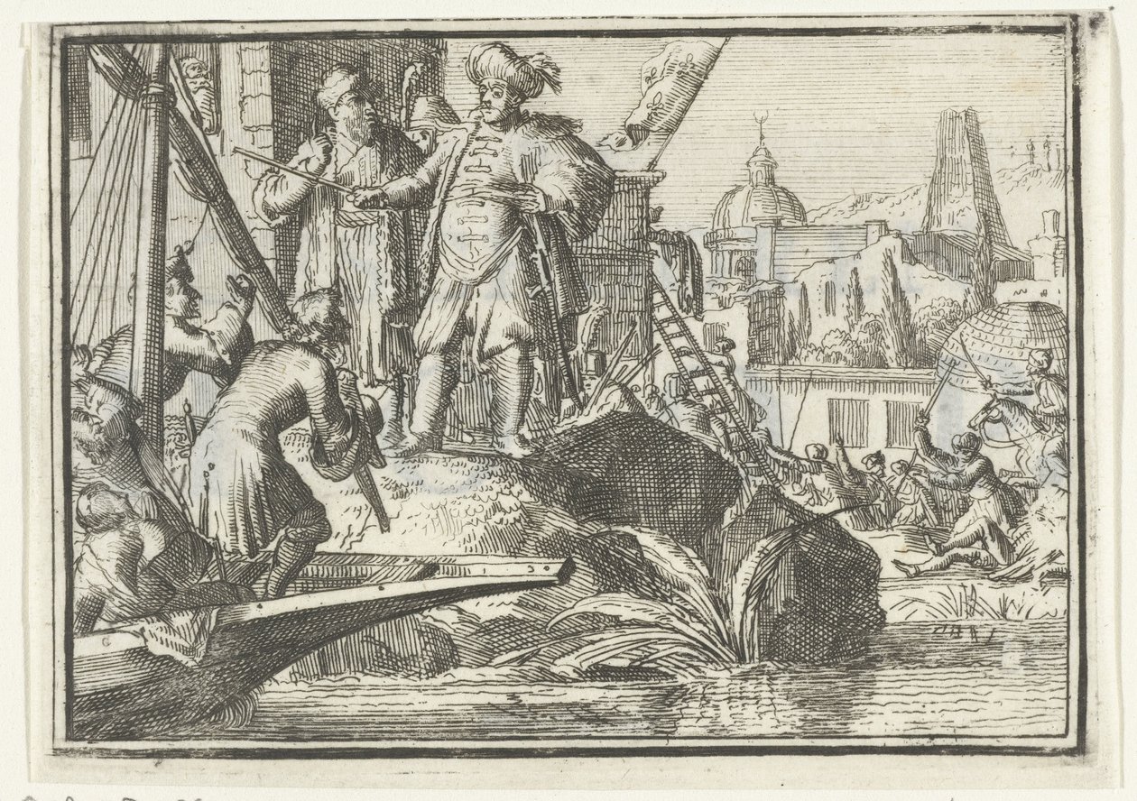Página de título do panfleto: The Shaved Hope, 1702 The Shaved Hope (título no objeto) Esopus na Europa (título da série) de Romeyn de Hooghe