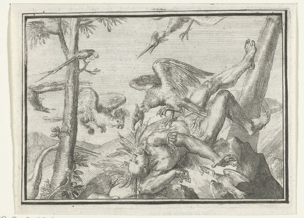 Página de título do panfleto: O Tapoeijer depenado, 1702
De Geplukte Tapoeijer (título sobre o objecto)
Esopus na Europa (título da série) de Romeyn de Hooghe
