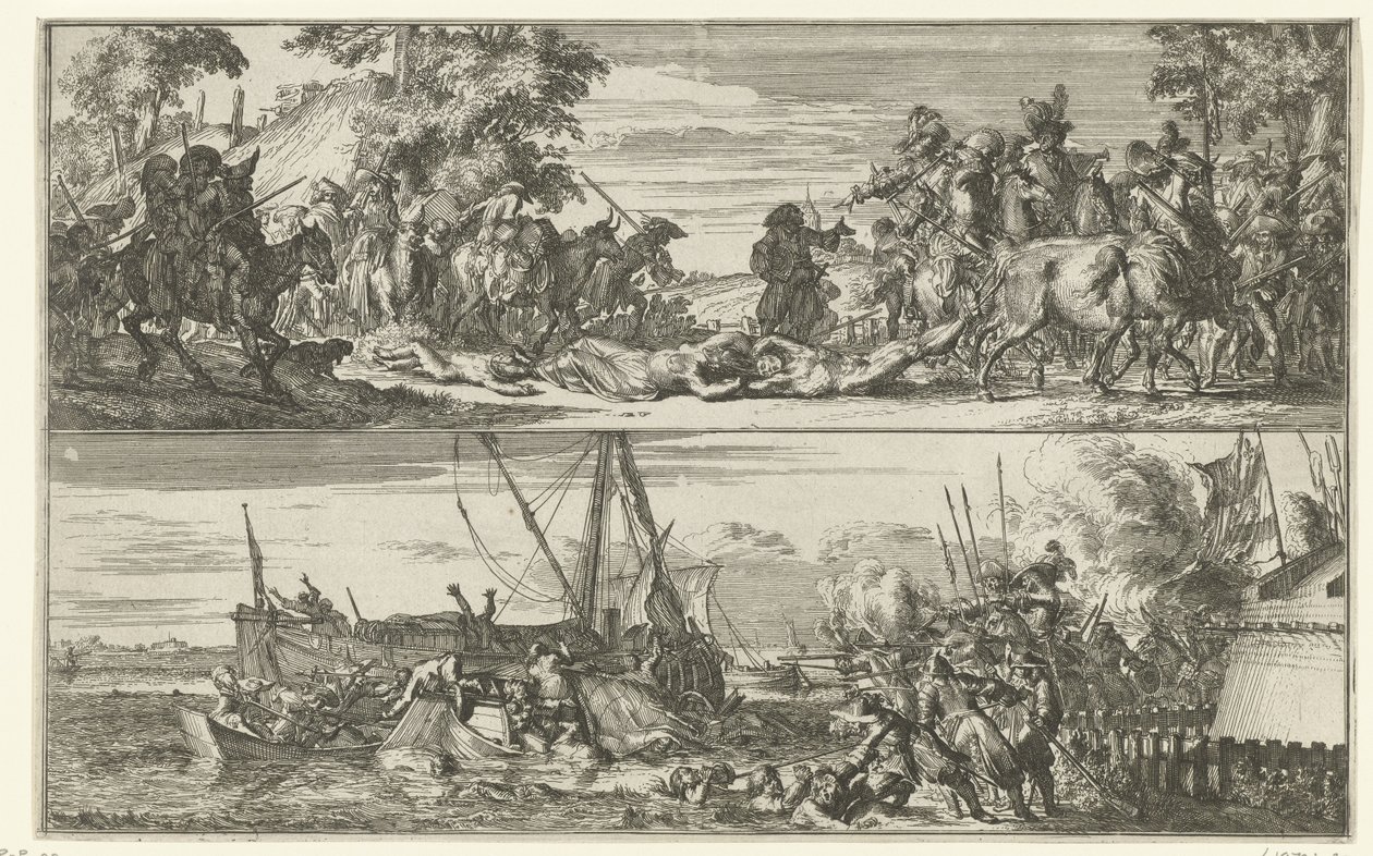 Duas representações de atrocidades francesas, 1672 de Romeyn de Hooghe