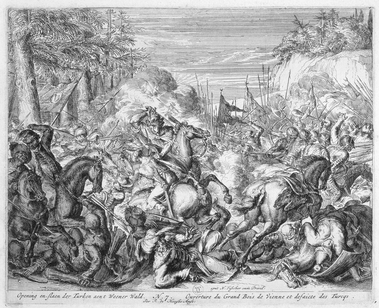 Ciclo de Impressão de Viena, Cavalaria polonesa Começando a batalha na floresta de Viena, 1683 de Romeyn de Hooghe