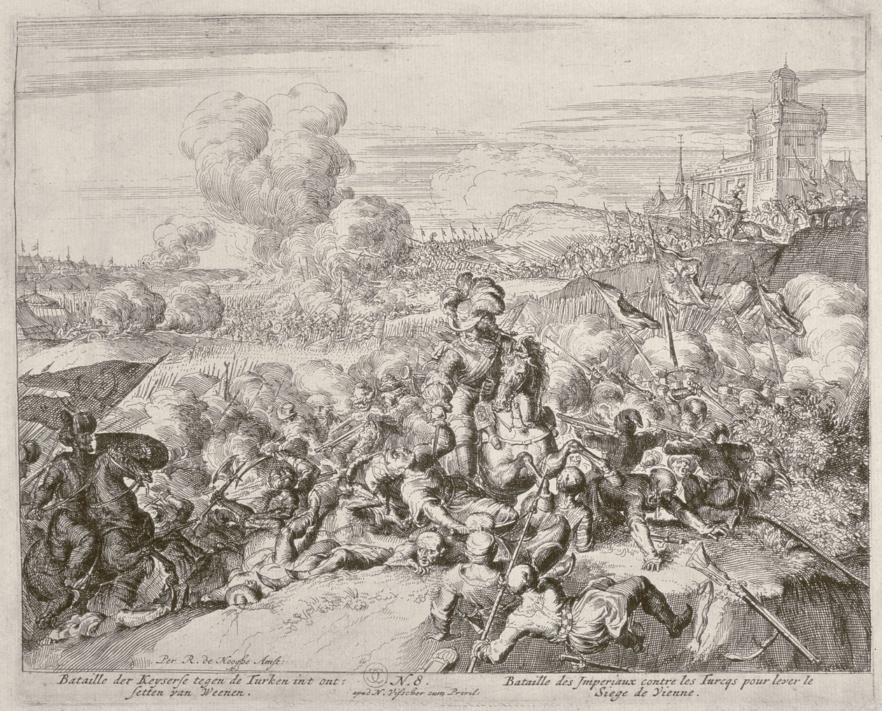 Ciclo de Impressão de Viena, O Exército do Imperador lutando com os turcos, 1683 de Romeyn de Hooghe